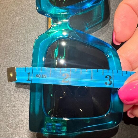 Oversized Large Square Turquoise Sunglasses - Picture 6 of 6